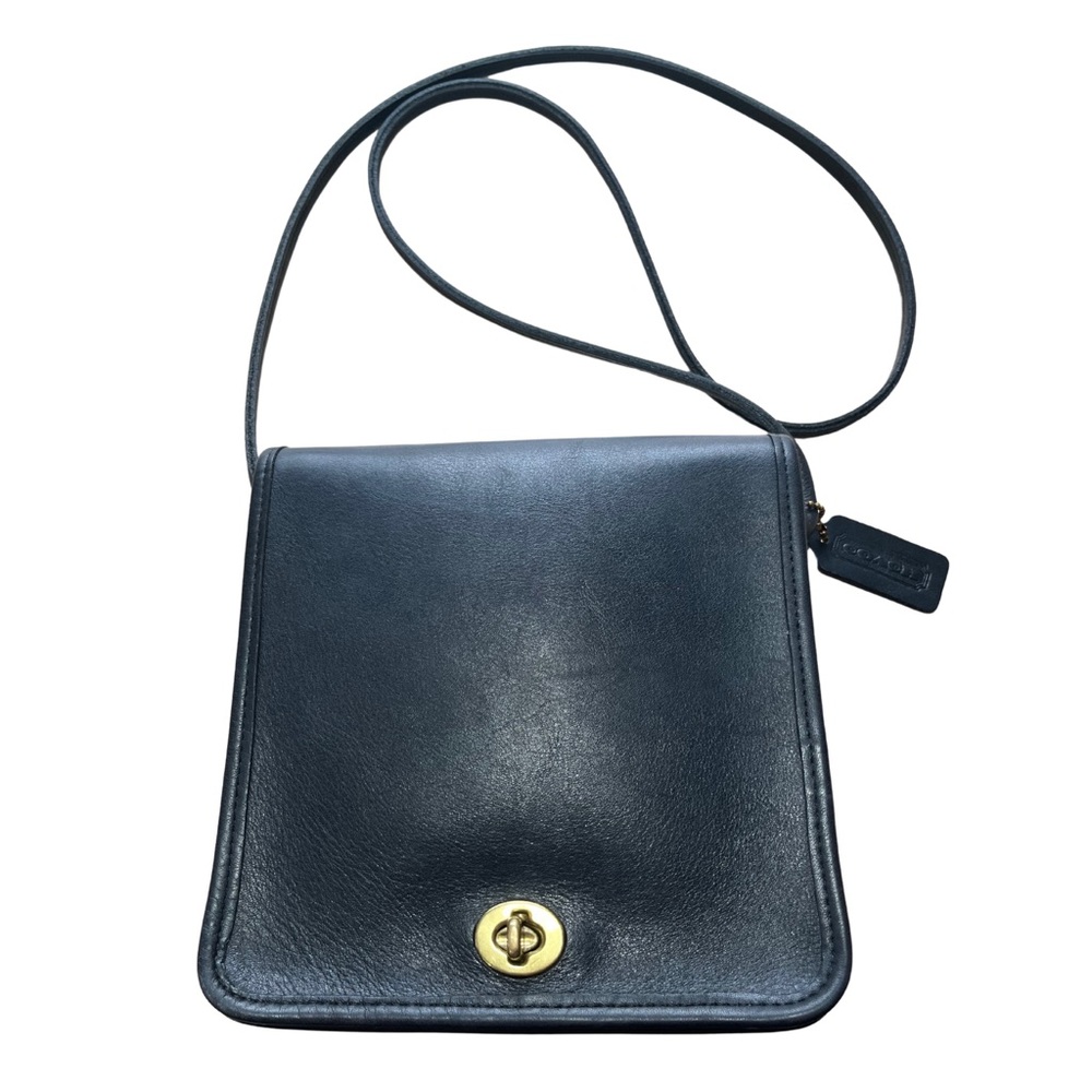 SOLD ⛔️ Vintage Coach Compact Pouch Leather Black Crossbody Bag 9620